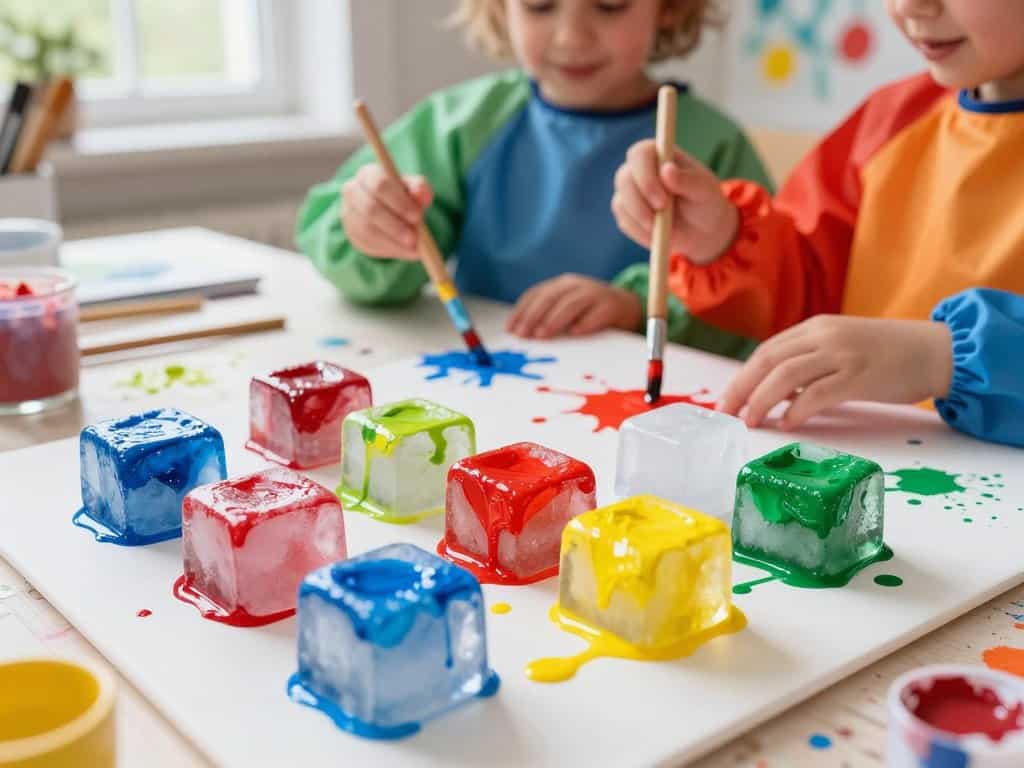 Kreative Spielideen mit Eiswürfel Malerei und gefrorenen Farben