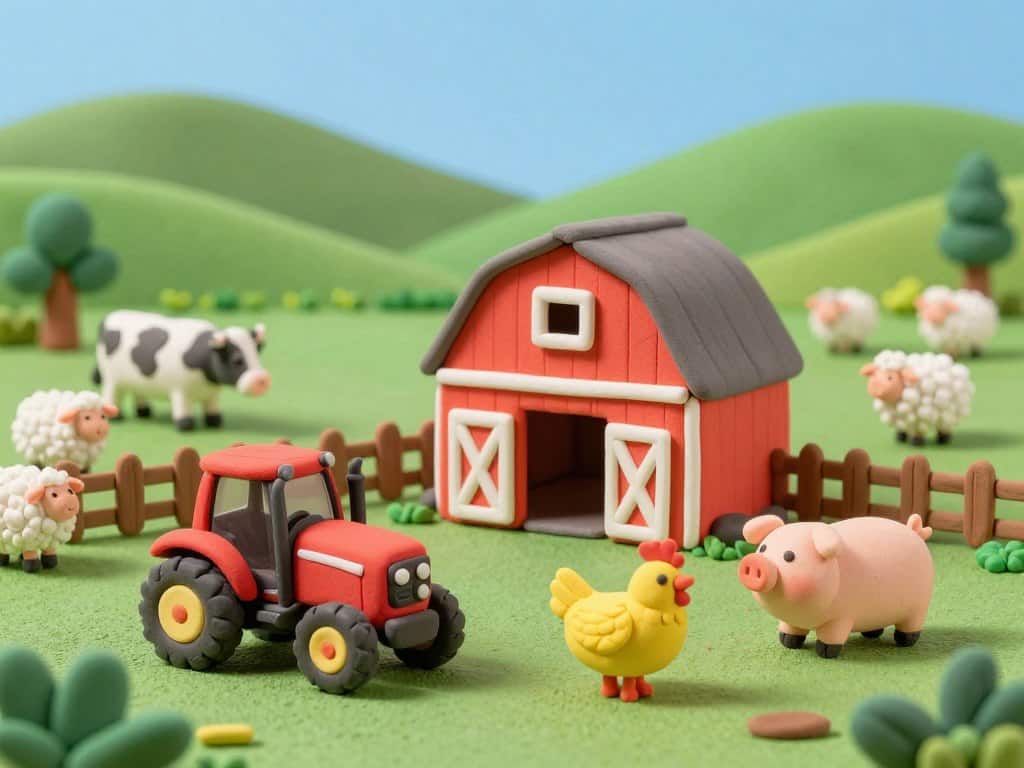 Du betrachtest gerade Bauernhof aus Knete – Viele Bauernhof-Tiere schaffen