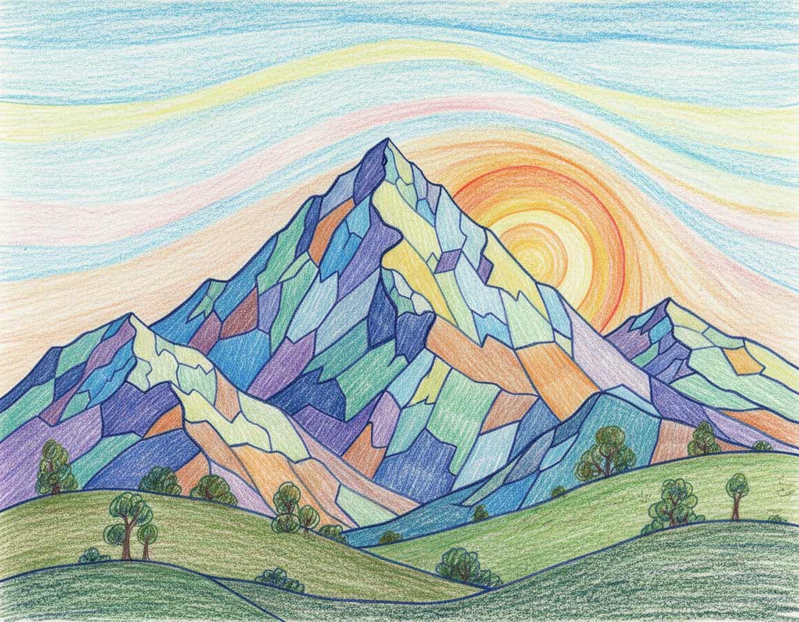 Bergkette als Buntstiftzeichnung Bergkette als Buntstiftzeichnung