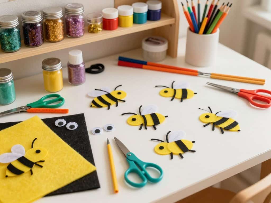 Bienen basteln Materialien für verschiedene Basteltechniken
