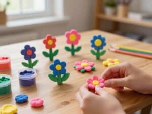 Mehr über den Artikel erfahren Blumen aus Knete basteln – Offene Blumen-Blüten kneten