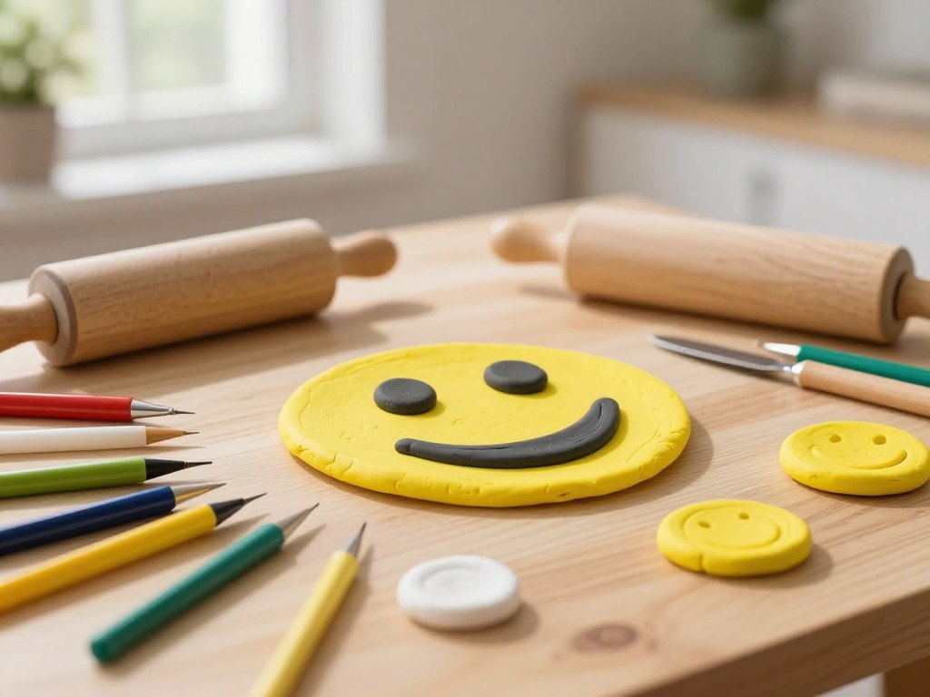 DIY Knete Bastelmaterialien für Smily-Gesicht