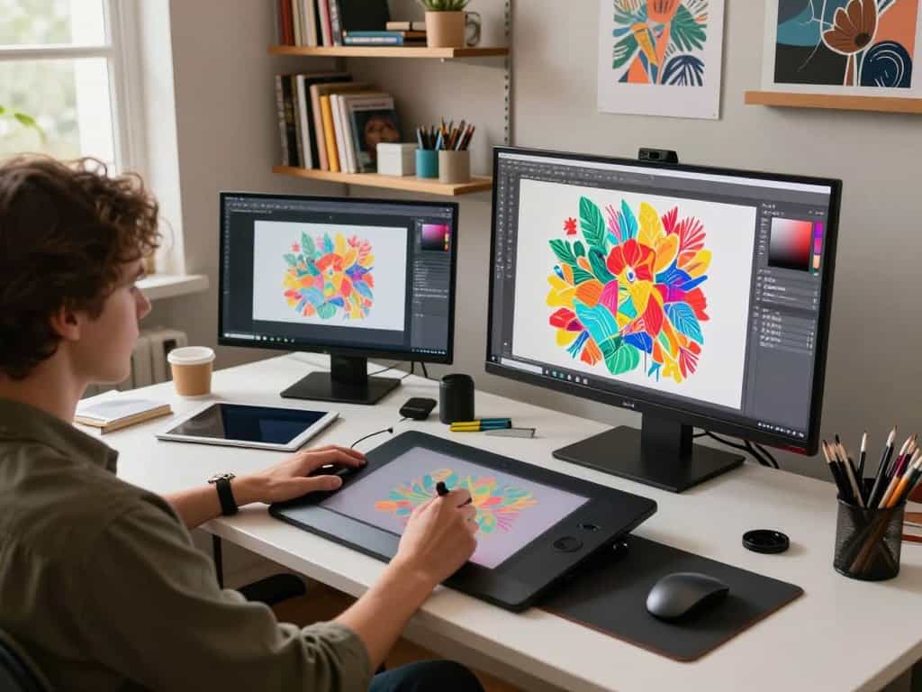 Digital malen mit modernen Geräten und Software