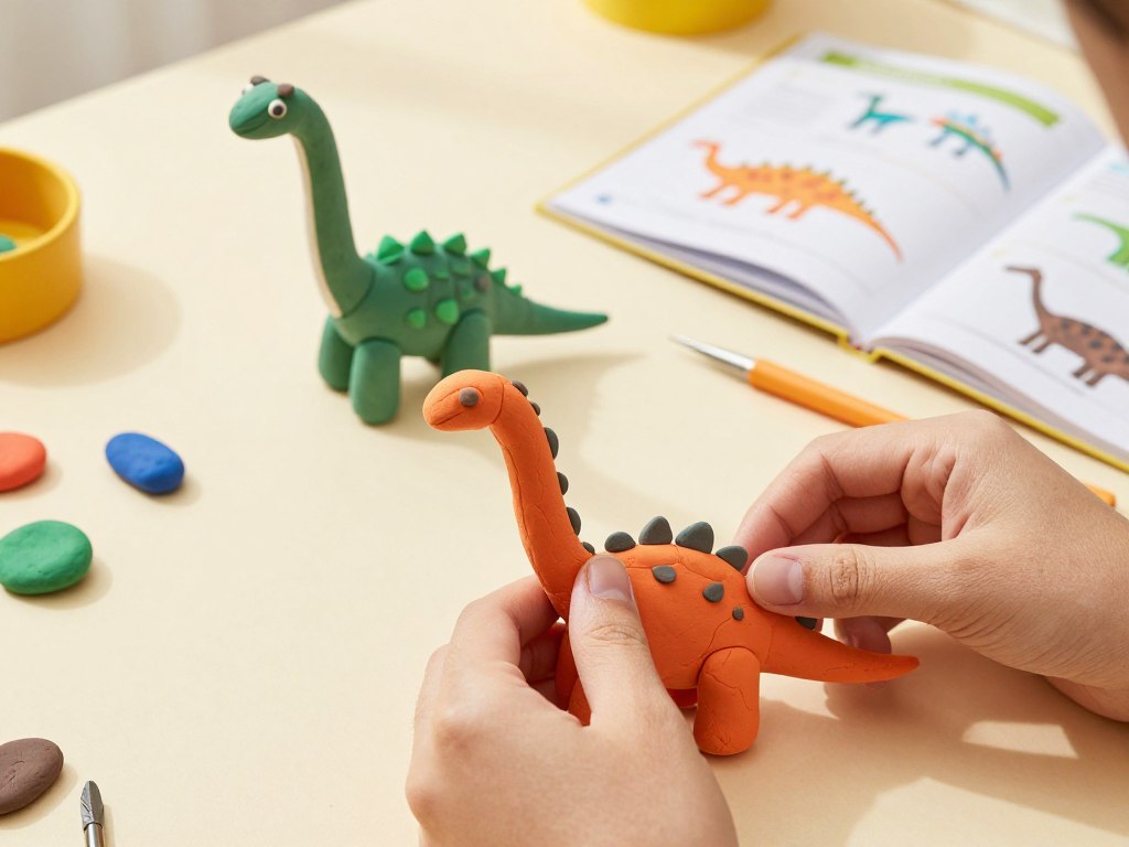 Dinosaurier gestalten mit Knete Schritt für Schritt Anleitung