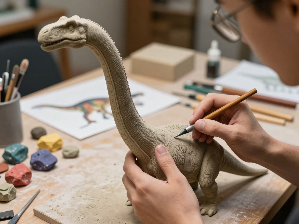 Dinosaurier modellieren mit Texturwerkzeugen am Hals