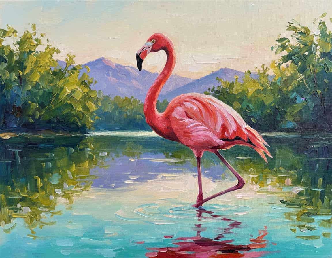 Flamingo gemalt