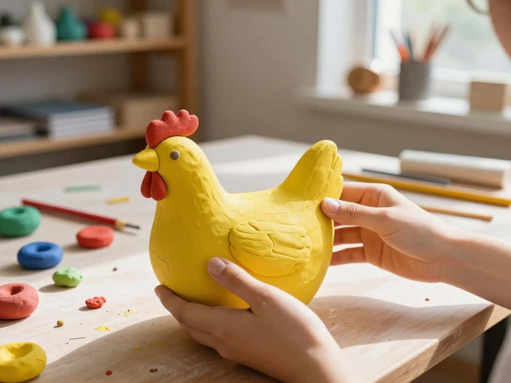 Huhn gestalten Körperform aus Knete