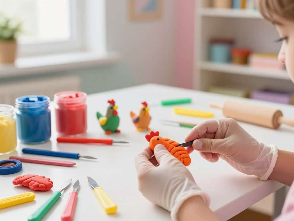 Huhnflügel formen mit Knete und Modellierwerkzeugen