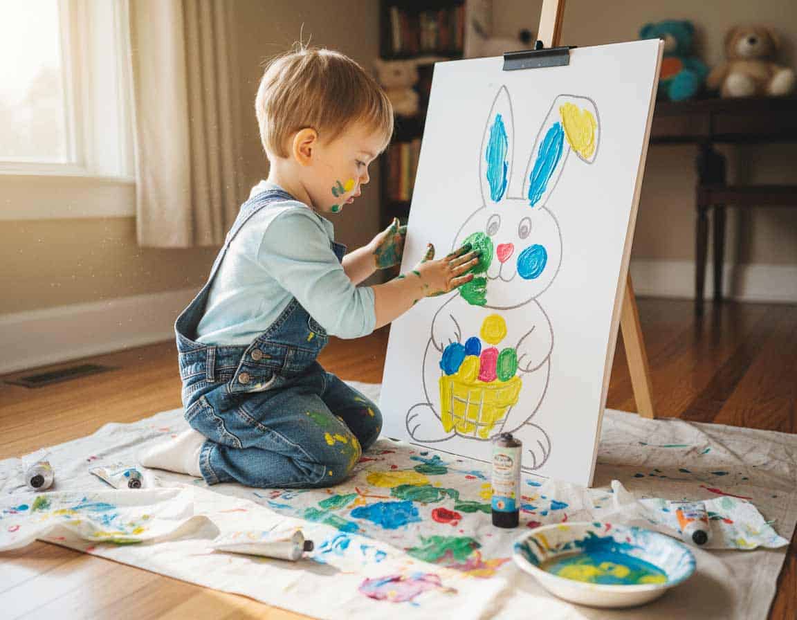 Osterhasen mit Fingerfarbe malen