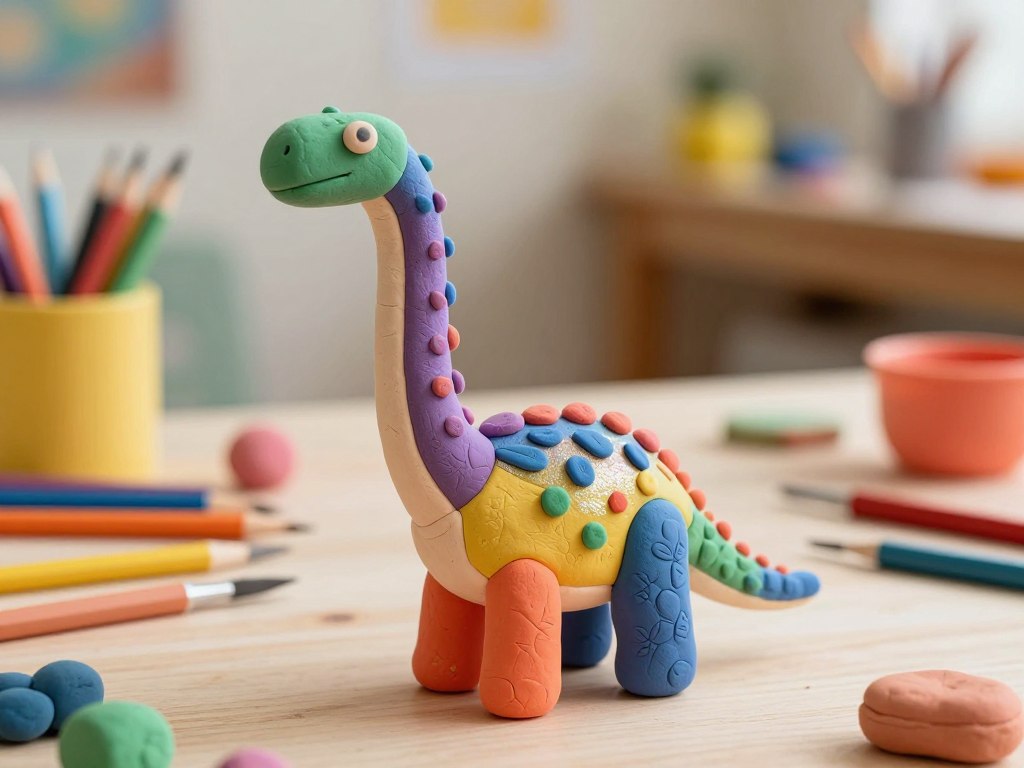 Knete Dinosaurier mit stabilem Hals