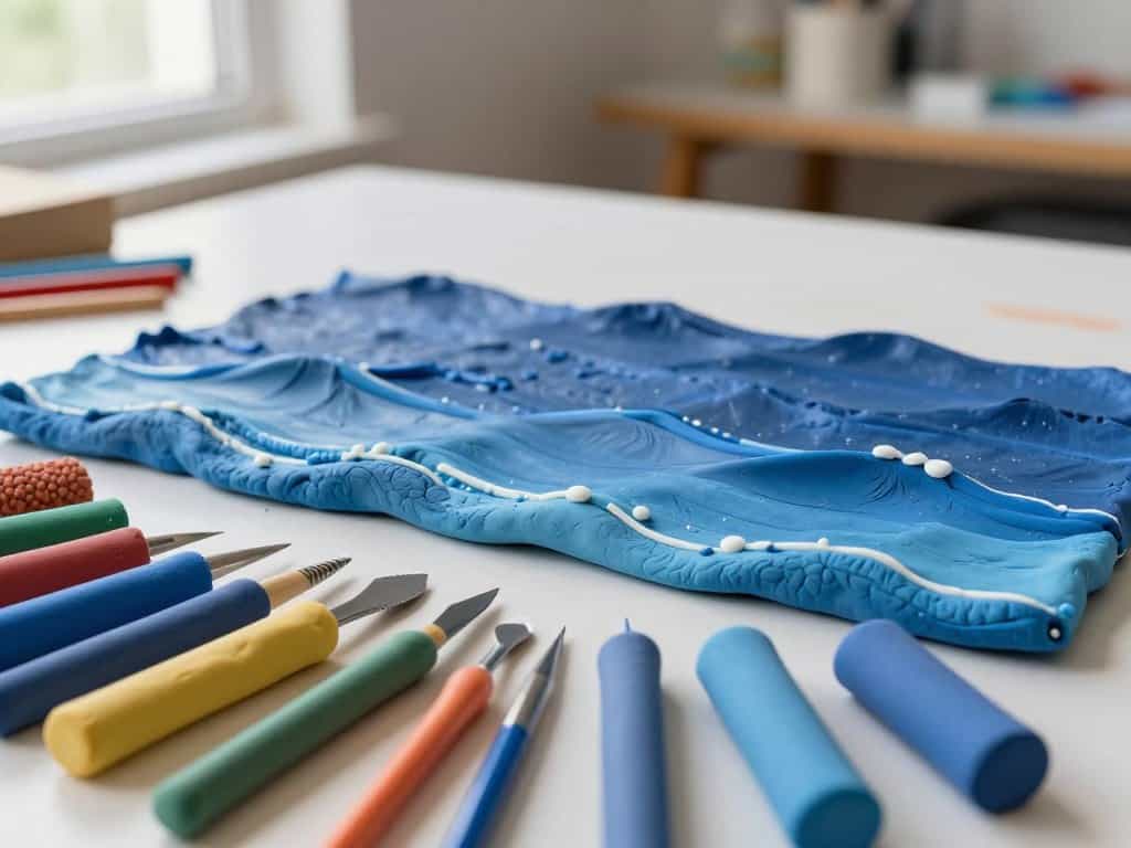 Knetmasse und Werkzeuge für das Ozean-Kunstwerk