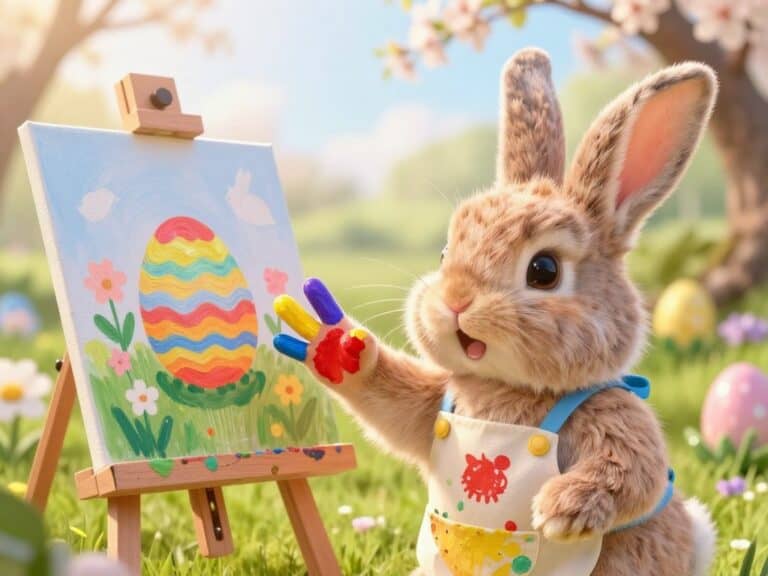 Mehr über den Artikel erfahren Osterhase mit Fingerfarbe malen