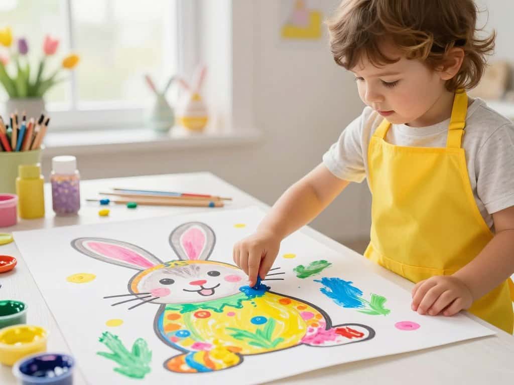 Osterhase malen mit Fingerfarben - Maltechnik Kinder