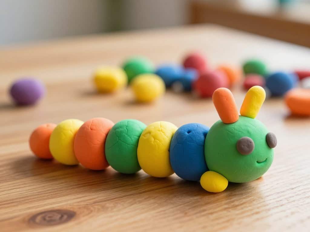 Du betrachtest gerade Raupe aus Knete machen – Bunte Raupe-Kugeln schaffen