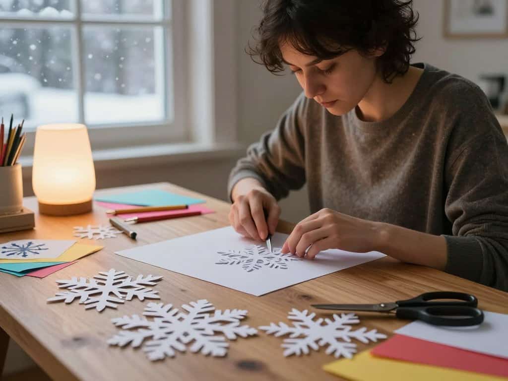 Schneeflocken ausschneiden mit verschiedenen Mustervarianten