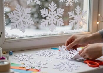Schneeflocken für Fenster basteln