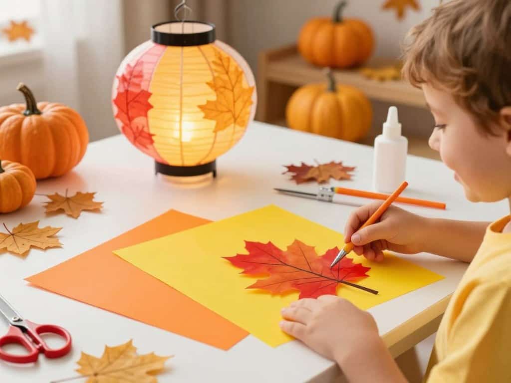 Schritt-für-Schritt Herbst Bastelanleitung für Kinder mit Transparentpapier