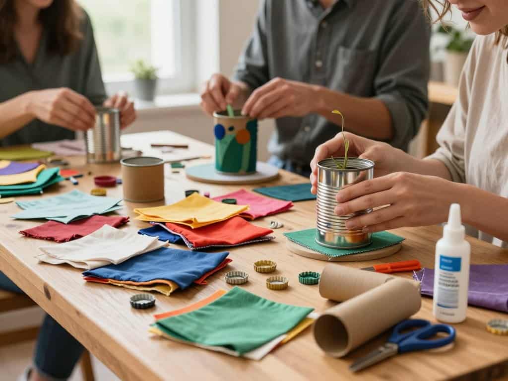 Upcycling Basteln mit verschiedenen Abfallmaterialien