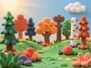 Mehr über den Artikel erfahren Wald aus Knete formen – Hohe Wald-Bäume formen