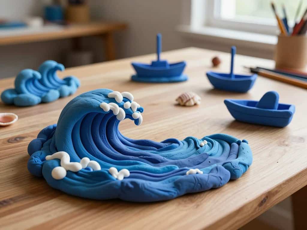 Blaue Knete für das Ozean-Projekt