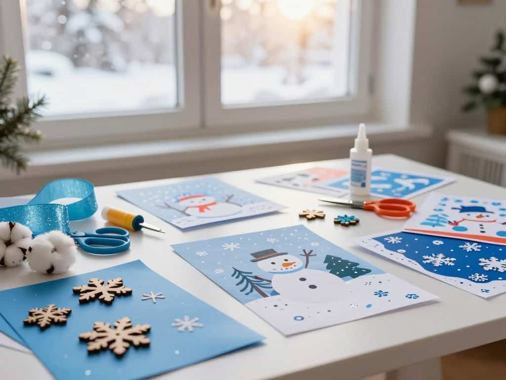 Bastelmaterialien Winter für kreative Winterbilder gestalten