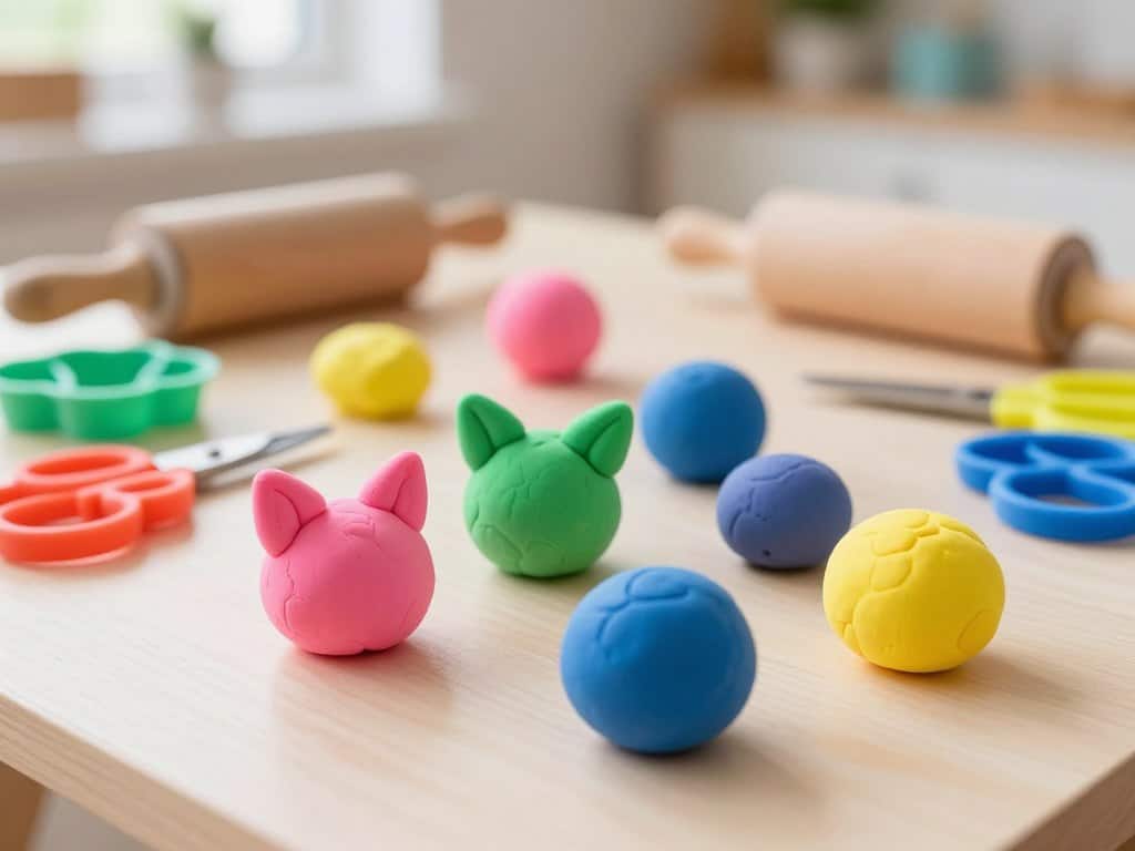 Bastelprojekt Kinder Knete Materialien verschiedene Farben