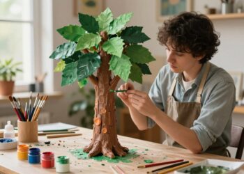 Baum aus Pappmache basteln