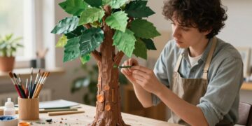 Baum aus Pappmache basteln