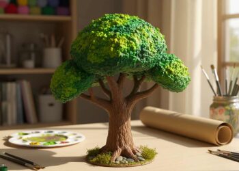 Baum aus Pappmache basteln