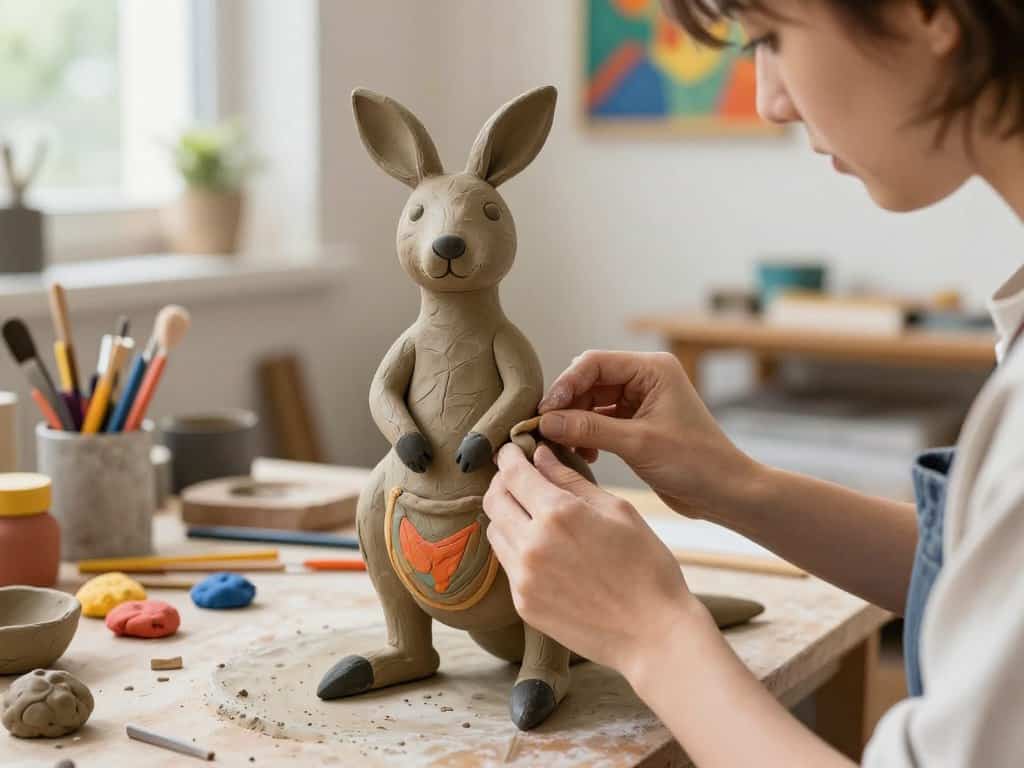 Beutel modellieren beim Känguru aus Knete