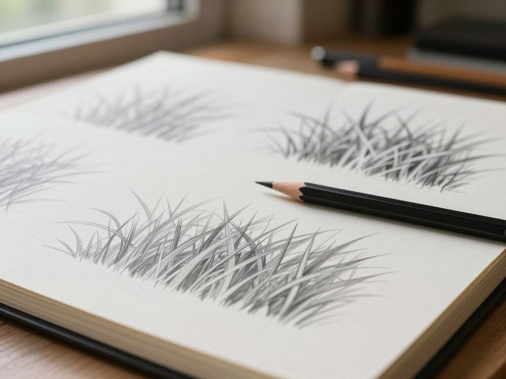 Bleistift Gras zeichnen Grundtechniken