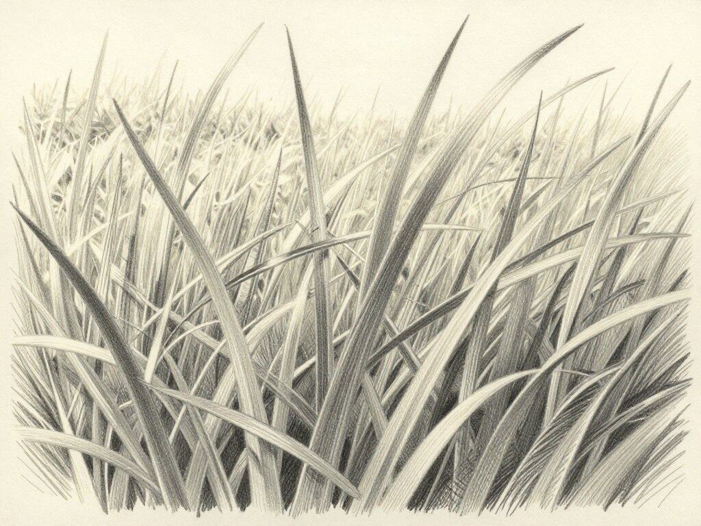 Bleistiftzeichnung Gras mit verschiedenen Zeichentechniken