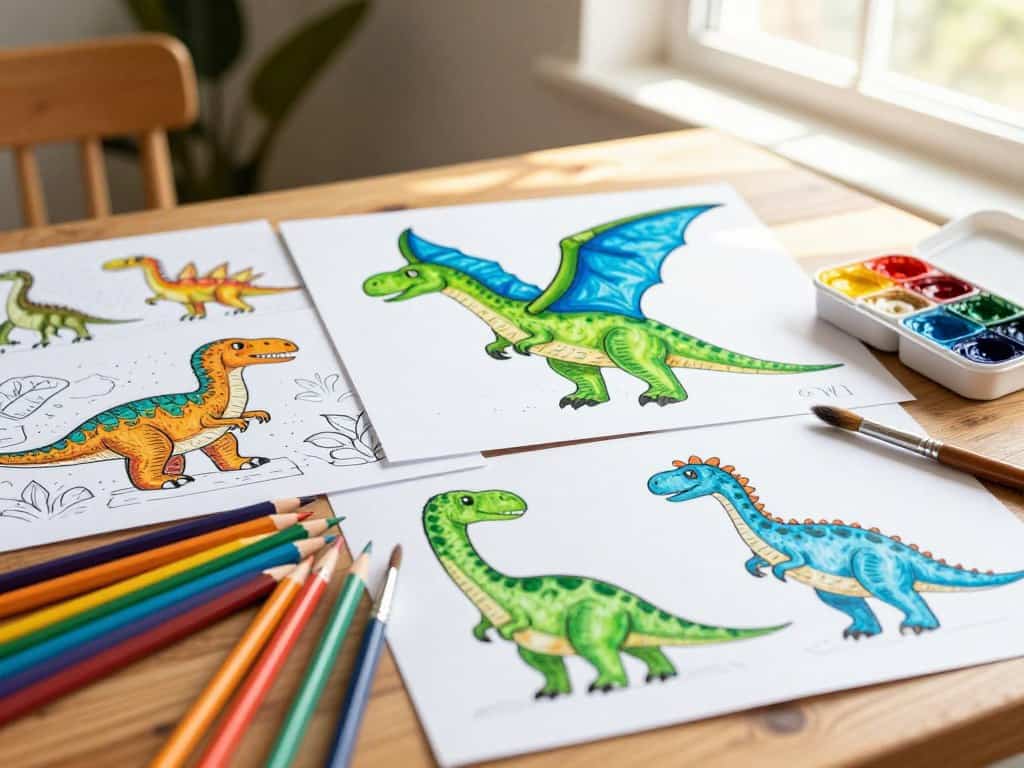 Dinosaurier Malvorlagen und Künstlerwerkzeuge