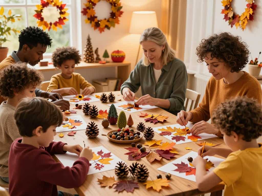 Herbstbasteln Erwachsene mit Blättern und Naturmaterialien