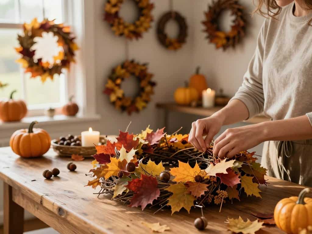 Herbstkranz basteln mit natürlichen Materialien