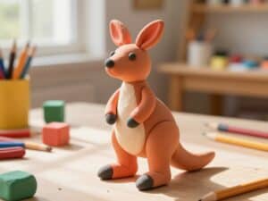Mehr über den Artikel erfahren Känguru aus Knete – Beutel-Känguru kneten