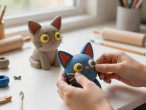 Mehr über den Artikel erfahren Katze aus Knete machen – Spitze Katzen-Ohren formen