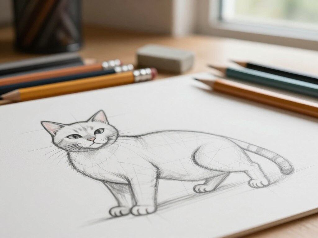 Katze zeichnen mit grundlegenden Proportionen