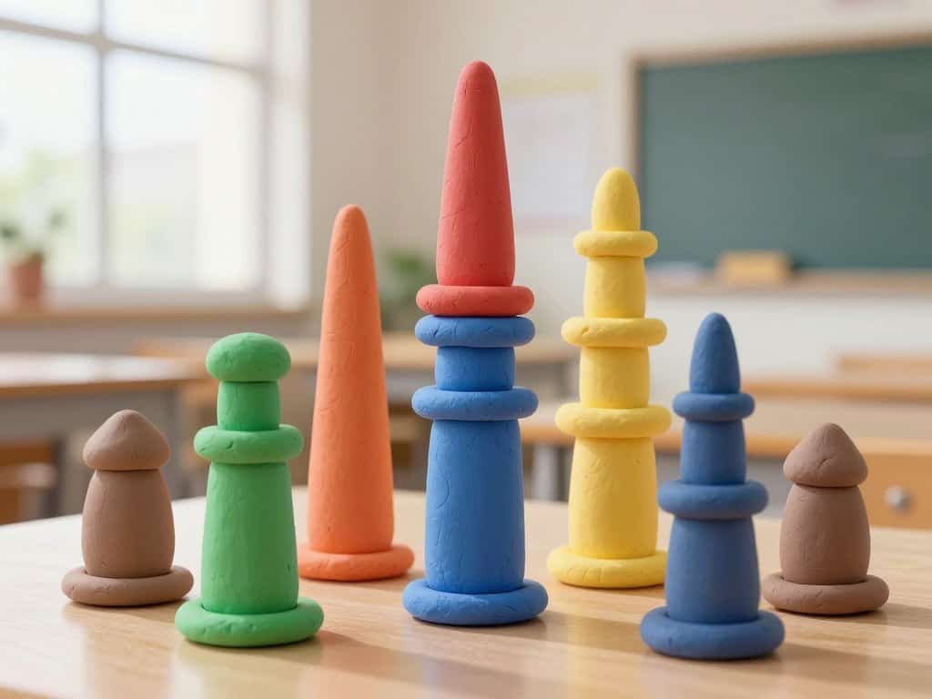 Knete Türme mit stabiler Basis und Schwerpunkt