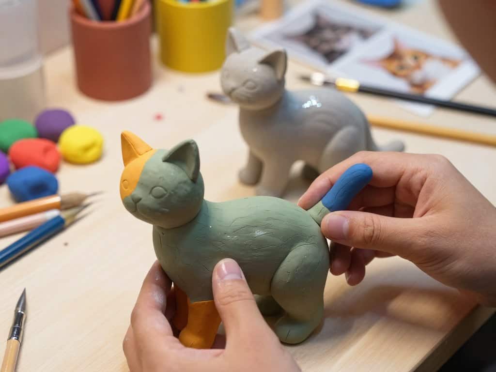 Knetfigur Katze Körper formen Proportionen