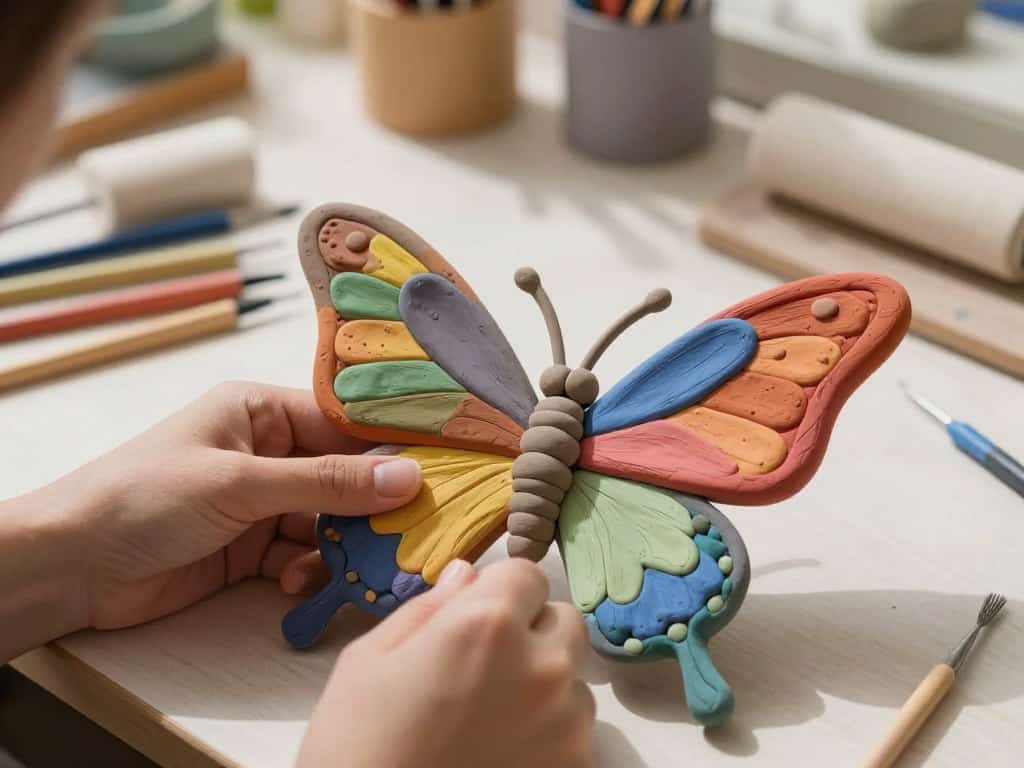 Knetfiguren Schmetterling Flügel verbinden Technik