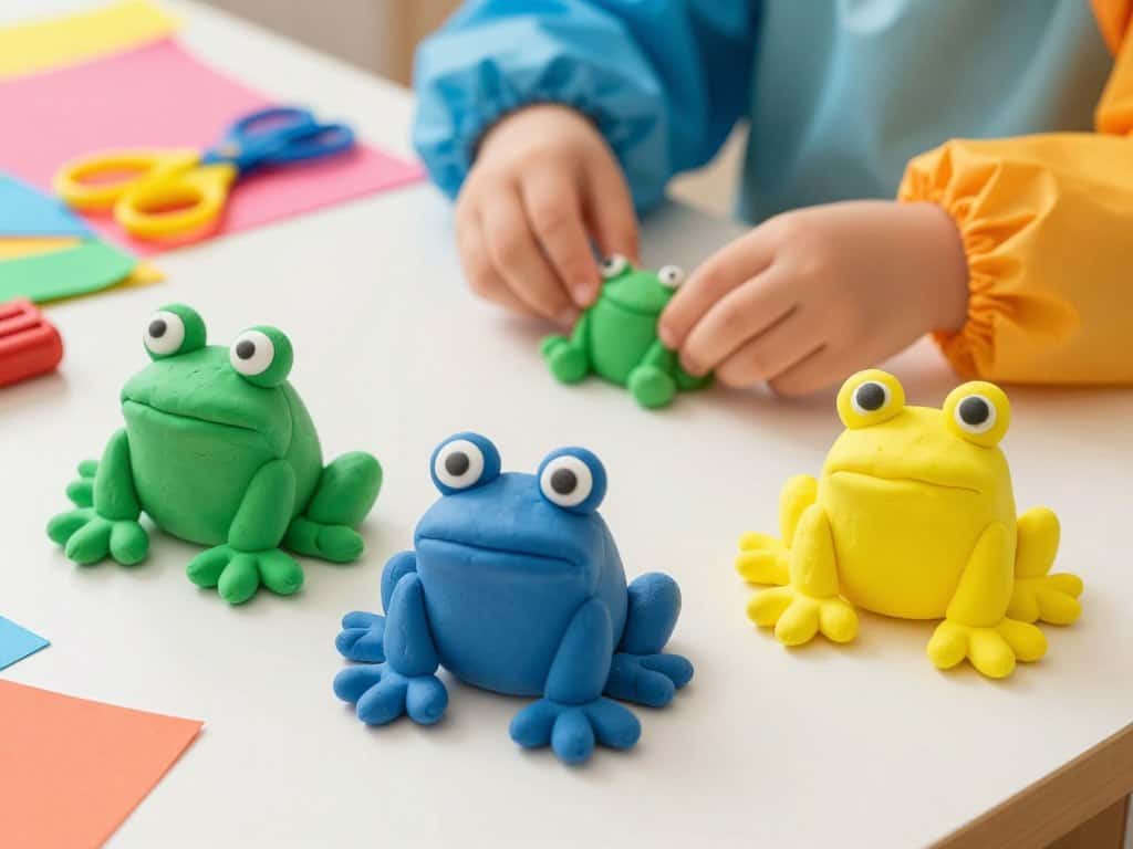 Knetmasse Frosch in verschiedenen Farben zum Basteln mit Kindern