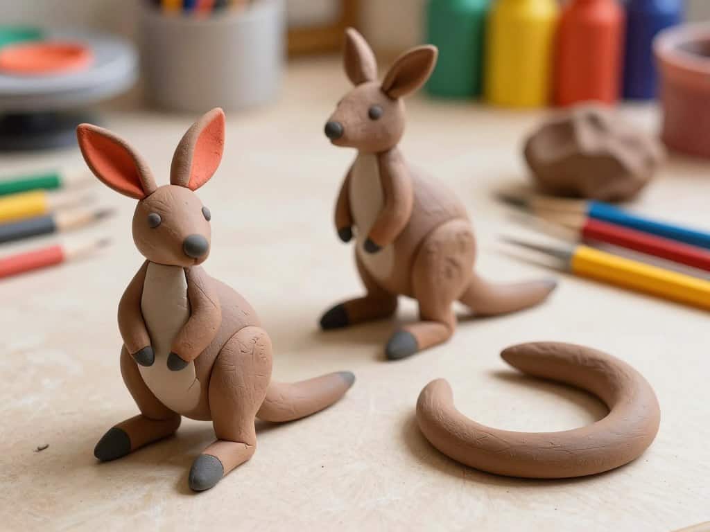 Knettechniken für Känguru Ohren und Schwanz