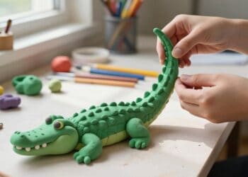 Krokodil aus Knete kneten