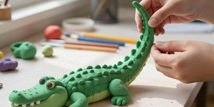 Krokodil aus Knete kneten