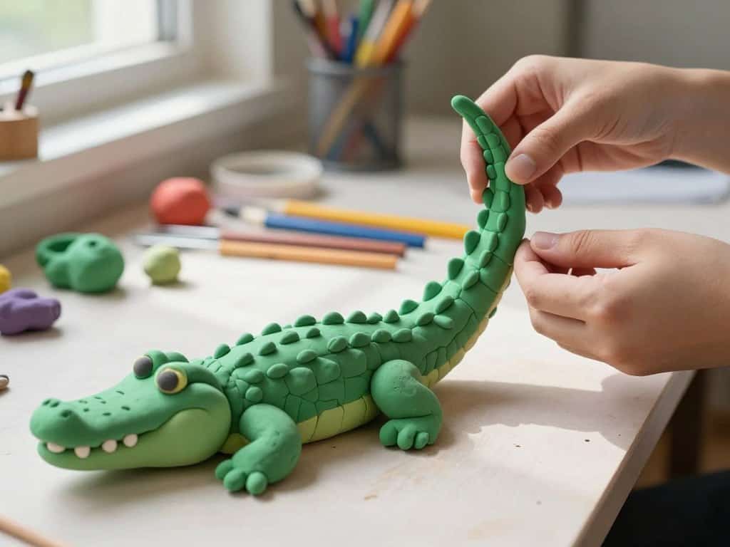 Du betrachtest gerade Krokodil aus Knete kneten – Langer Krokodil-Schwanz bauen