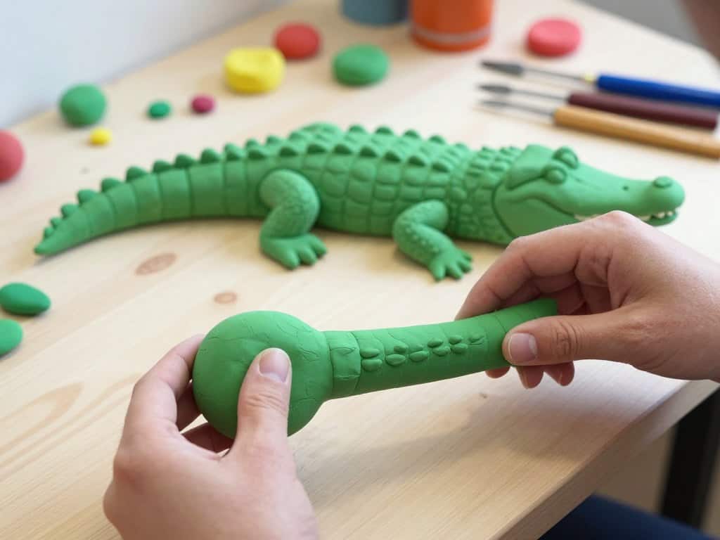 Krokodilschwanz kneten Anleitung