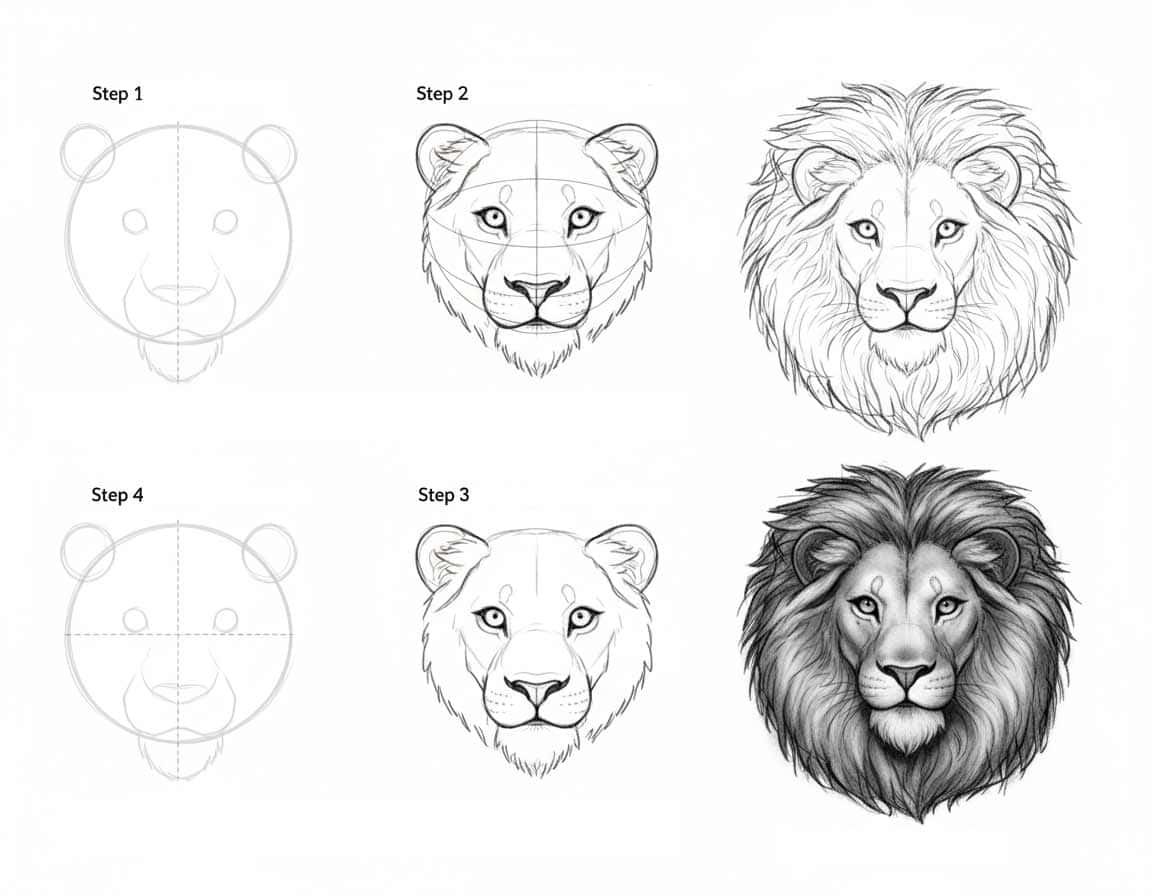 Löwenkopf zeichnen - eine Anleitung