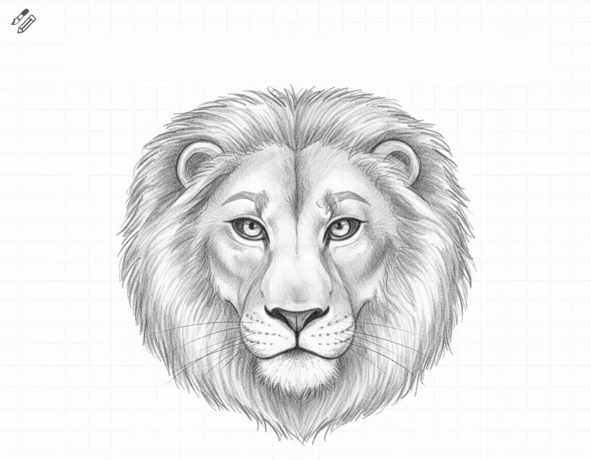 Löwenkopf gezeichnet