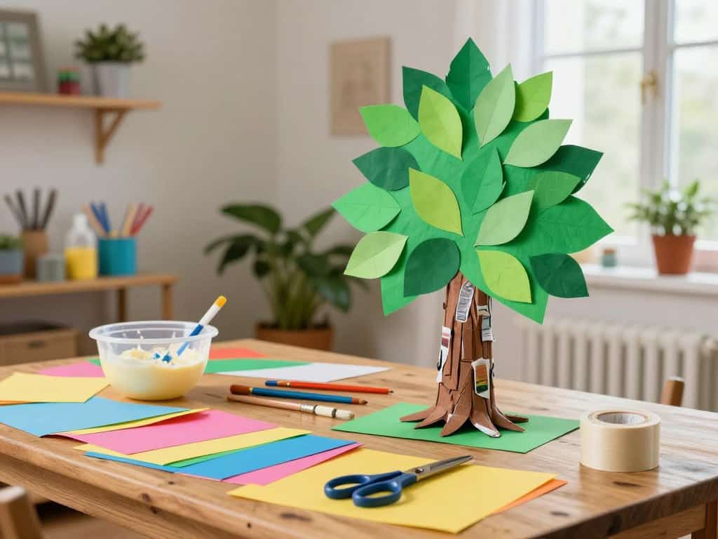 Materialien für Pappmaché Baum Bastelprojekt